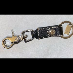 Coach Black Leather Key Ring.